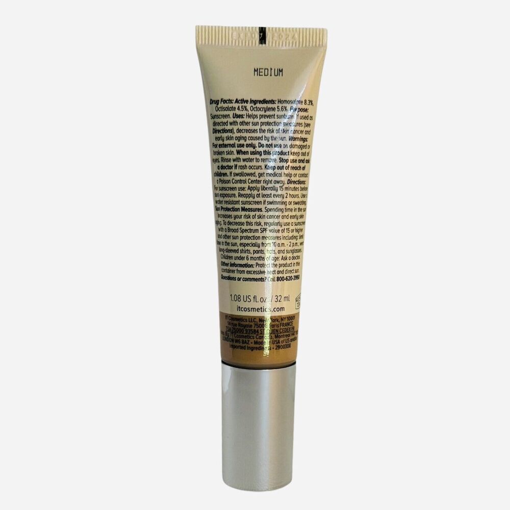 2X It Cosmetics CC+ Nude Glow Color Correcting Skin Tint SPF40 MEDIUM 1.08 fl oz - Picture 5 of 9